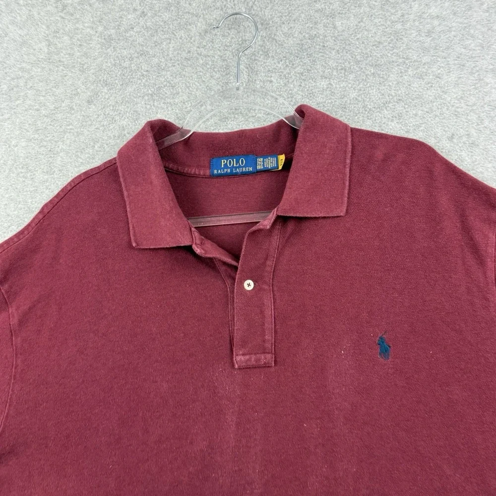 Polo Ralph Lauren Mens Sz 2XB Long Sleeve Cotton Polo Shirt Burgundy Red